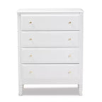 Commode de chambre 4 tiroirs en bois blanc/doré 81 cm