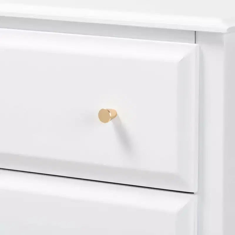 Wood 4-Drawer Bedroom Chest White/Gold 32"