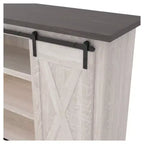 Meuble TV bicolore en bois avec portes coulissantes de grange 137 cm pour téléviseurs jusqu'à 160 cm