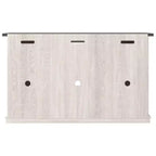 Meuble TV bicolore en bois avec portes coulissantes de grange 137 cm pour téléviseurs jusqu'à 160 cm
