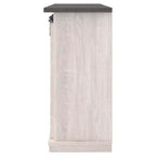 Meuble TV bicolore en bois avec portes coulissantes de grange 137 cm pour téléviseurs jusqu'à 160 cm