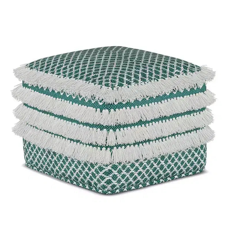 PET Polyester Woven Square Pouf 18"