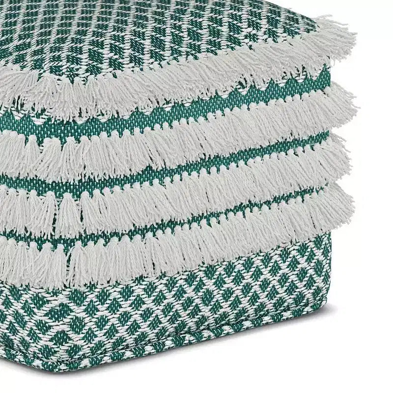 PET Polyester Woven Square Pouf 18"
