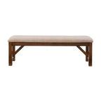 Banc de salle à manger capitonné en bois et polyester de 60 po, brun foncé