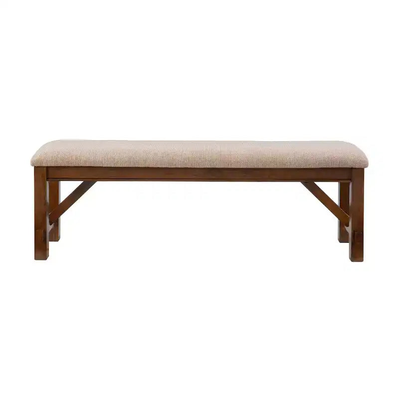 Wood and Polyester Upholstered Dining Bench 60" Dark Brown