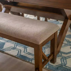 Banc de salle à manger capitonné en bois et polyester de 60 po, brun foncé