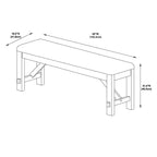 Banc de salle à manger capitonné en bois et polyester de 60 po, brun foncé