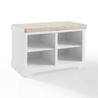 Banc de rangement d'entrée en bois et lin avec compartiments à chaussures Blanc