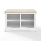 Banc de rangement d'entrée en bois et lin avec compartiments à chaussures Blanc