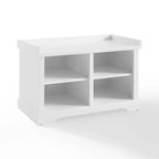 Banc de rangement d'entrée en bois et lin avec compartiments à chaussures Blanc