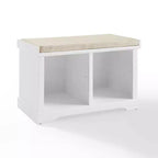 Banc de rangement d'entrée en bois et lin avec compartiments à chaussures Blanc