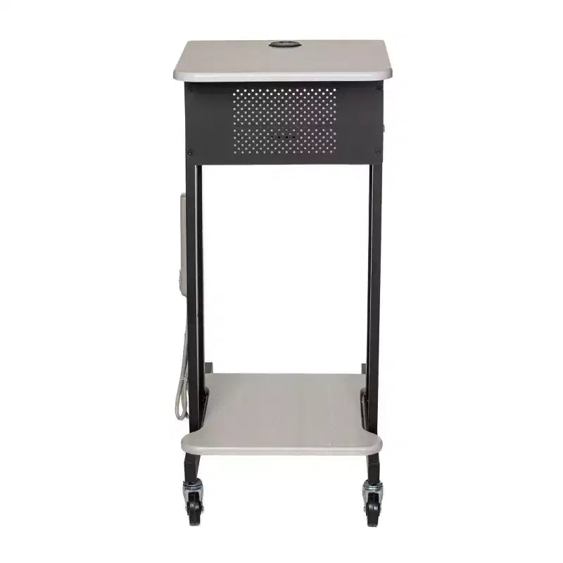 Steel Mobile Presentation Podium Cart with Power Strip 40.5"