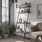 Étagère échelle à 4 niveaux en fer et bois 180 cm