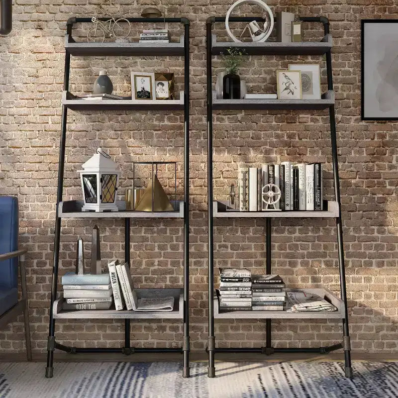Iron and Wood 4-Tier Ladder Display Shelf 70.86"