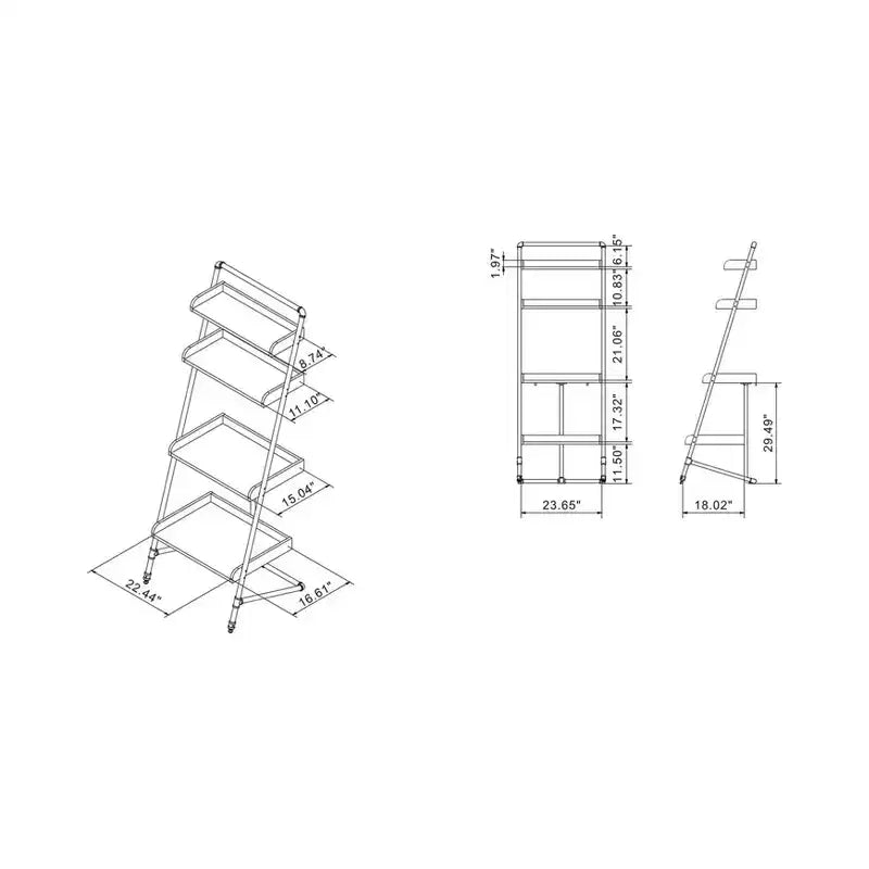 Iron and Wood 4-Tier Ladder Display Shelf 70.86"