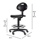 Chaise de travail en polyuréthane à hauteur réglable 56-81 cm