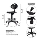Chaise de travail en polyuréthane à hauteur réglable 56-81 cm