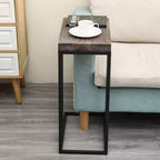 Table d'appoint en forme de C en bois massif et acier Brun rustique