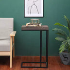 Table d'appoint en forme de C en bois massif et acier Brun rustique