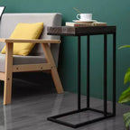 Table d'appoint en forme de C en bois massif et acier Brun rustique