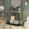 Steel and Faux Marble Entryway Console Table Antique Brass 42"