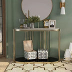 Console d'entrée en acier et faux marbre Laiton antique 42 po