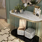 Console d'entrée en acier et faux marbre Laiton antique 42 po