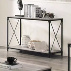 Table basse en métal et bois avec étagère inférieure Noir/Gris
