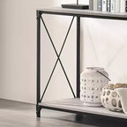Table basse en métal et bois avec étagère inférieure Noir/Gris