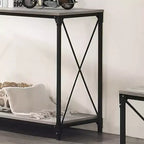 Table basse en métal et bois avec étagère inférieure Noir/Gris