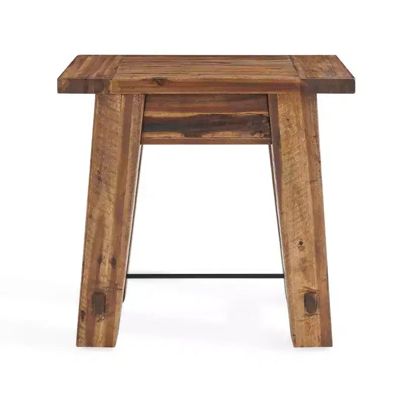 Solid Acacia Wood Coffee Table and 2 End Tables Set 48" Dark Brown