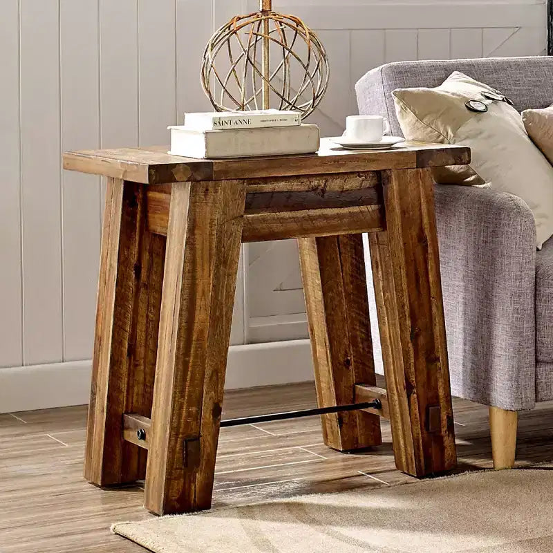 Solid Acacia Wood Coffee Table and 2 End Tables Set 48" Dark Brown