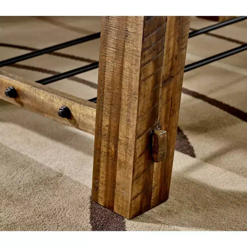 Solid Acacia Wood Coffee Table and 2 End Tables Set 48" Dark Brown
