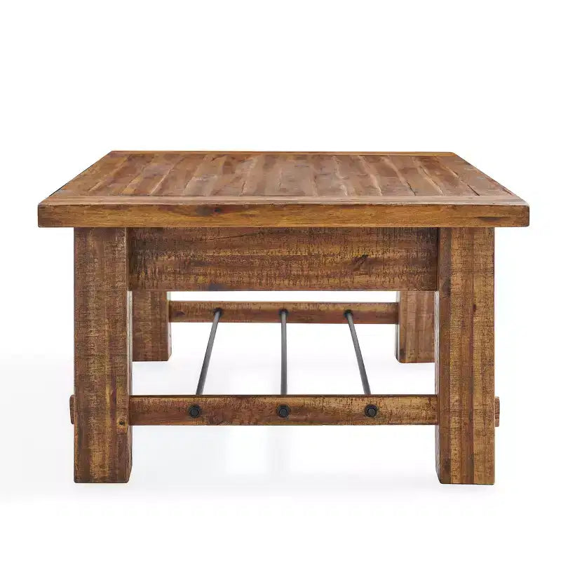 Solid Acacia Wood Coffee Table and 2 End Tables Set 48" Dark Brown
