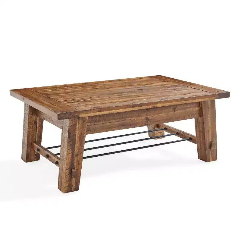 Solid Acacia Wood Coffee Table and 2 End Tables Set 48" Dark Brown