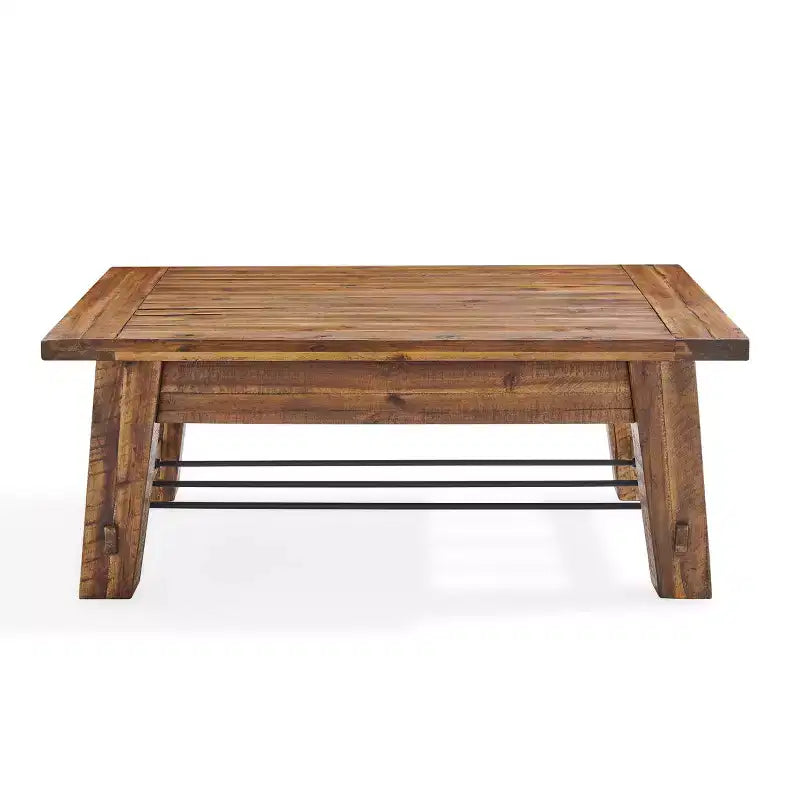 Solid Acacia Wood Coffee Table and 2 End Tables Set 48" Dark Brown