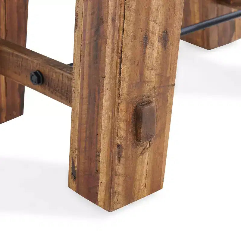 Solid Acacia Wood Coffee Table and 2 End Tables Set 48" Dark Brown