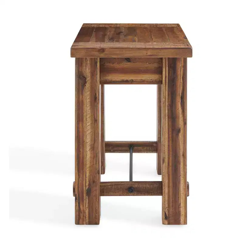 Solid Acacia Wood Coffee Table and 2 End Tables Set 48" Dark Brown