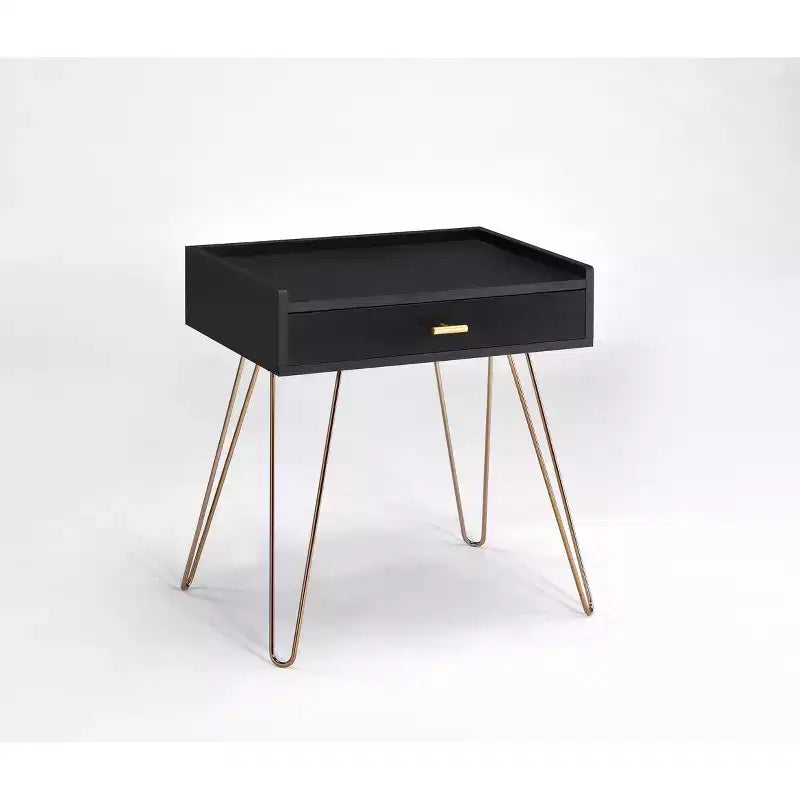 Wood and Chrome Accent End Table with Storage Drawer 23.5"