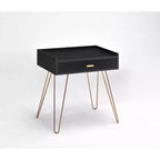 Table d'appoint avec tiroir de rangement, accents en bois et chrome 23,5"