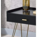 Wood and Chrome Accent End Table with Storage Drawer 23.5"
