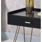 Table d'appoint avec tiroir de rangement, accents en bois et chrome 23,5"