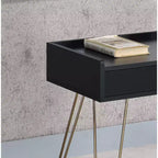 Table d'appoint avec tiroir de rangement, accents en bois et chrome 23,5"