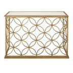 Olivia & May Rectangular Traditional Modern Metal Console Table Gold: Elegant Foyer, Entrance, Narrow Design