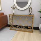 Console en fer et miroir, doré 47 po