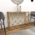 Console en fer et miroir, doré 47 po