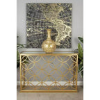 Console en fer et miroir, doré 47 po