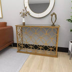 Console en fer et miroir, doré 47 po