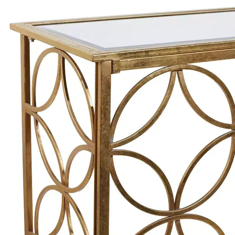 Iron and Mirror Console Table Gold 47"
