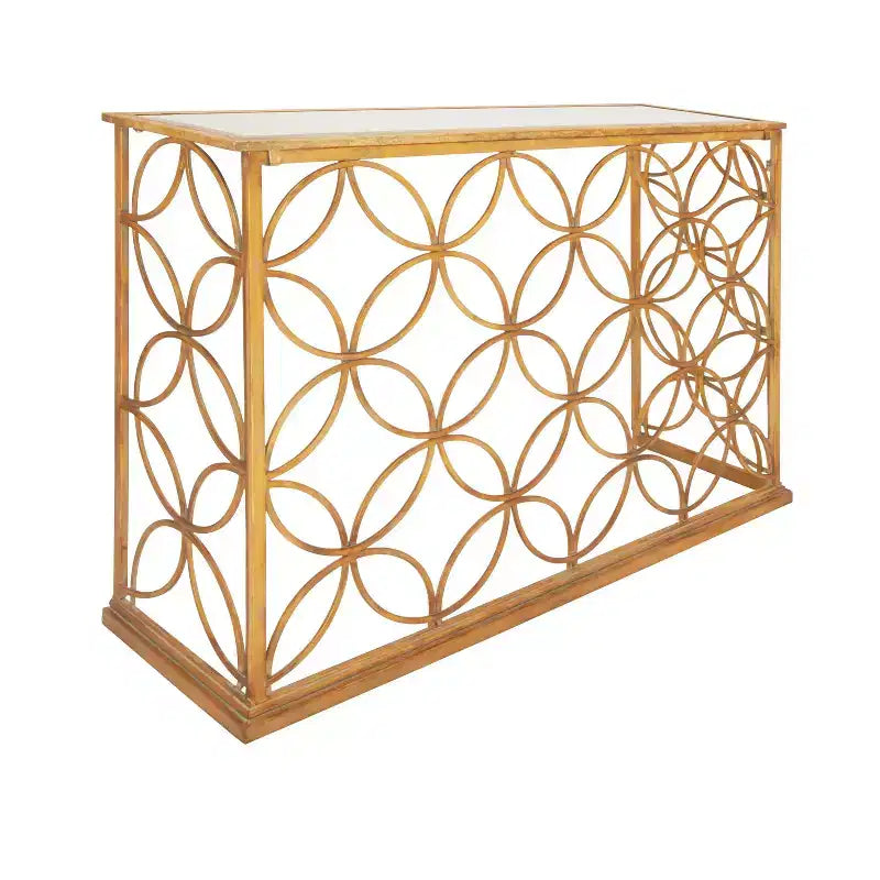 Iron and Mirror Console Table Gold 47"